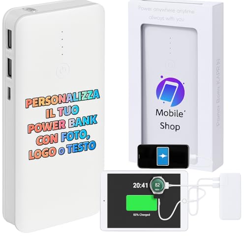 D&Vlab Power Bank 10000 mAh Sottile Leggero Personalizzato con Logo Testo Powerbank Caricatore Portatile Universale con LED Display USB per iPhone 16 15 14 Pro Max Plus Samsung Huawei iPad Pro Redmi