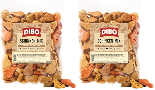 DIBO Schinken-Mix, 500g-Beutel, Backwaren als gesunde, natürliche Ernährung für Hunde von DIBO, Hundefutter, Barf, B.A.R.F, Leckerli, Hundekekse (Packung mit 2)
