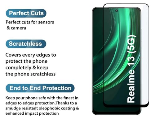 Image of 100FIT Tempered Glass For Realme 13 5G With Full Glue Edge To Edge Coverage And Easy Installation Kit