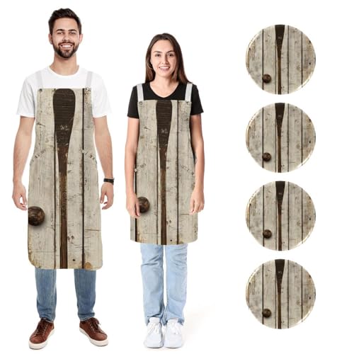 Tablier de cuisine imperméable hockey sur bois avec 2 poches x2