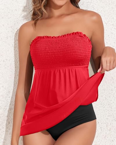 Image of Tankini Swim Tops for Women - Bathing Suit Top No Bottom 2025 Bandeau Swimsuit Tops