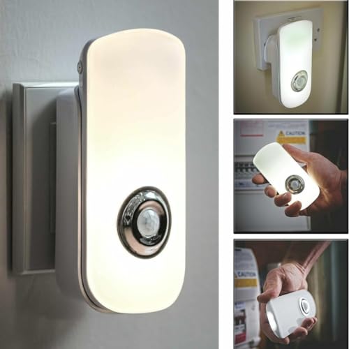Garden Mile Rechargeable Plug-in PIR Motion Sensor LED Night Light, Auto Sensor Wall & Stair Lamp with Emergency Torch, Portable Safety Night Light for Power Cuts, Bedroom, Hallway & Stairs