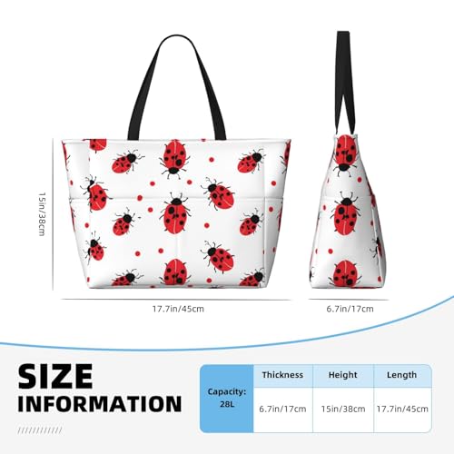 Ladybugs Pattern Beach Bag Cute Bird Pool Bag for Women Waterproof Large Travel Tote with Zipper Organizer for Swimming Vacation Essentials4