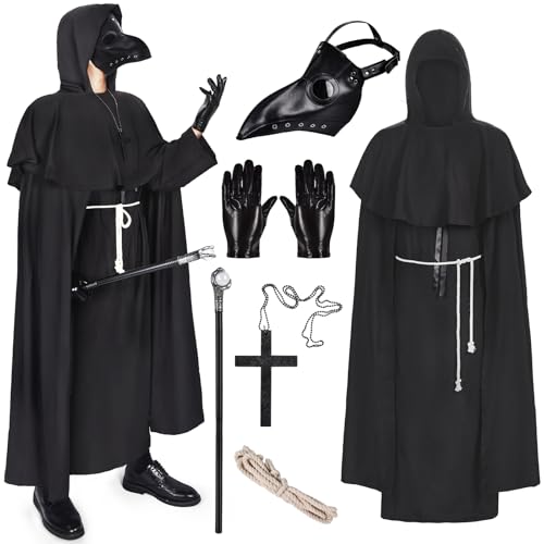 Ieeilulu Disfraz Medico Peste Negra, Plague Doctor Costume Con Mascara De La Peste Negra, Capa Con Capucha, Disfraz De Fiestas De Halloween Y Carnaval, Medieval Steampunk Disfraz Para Hombre Y Mujer Ieeilulu Disfraz Medico Peste Negra, Plague Doctor Costume Con Mascara De La Peste Negra, Capa Con Capucha, Disfraz De Fiestas De Halloween Y Carnaval, Medieval Steampunk Disfraz Para Hombre Y Mujer