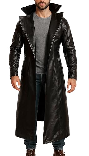 Amazon.com: CHICAGO-FASHIONS Faux Leather Trench Coat Mens - Eric