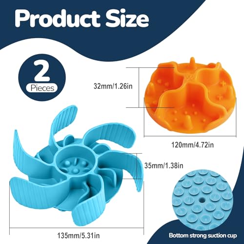 2PCS Slow Feeder Insert for Dog Bowl with Strong Suction, Silicone Slow Feeder Dog Bowl for Dogs Puppys and Cats, Blue & Orange - Image 3