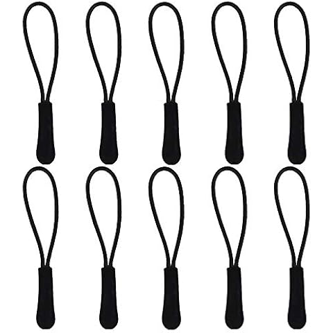 PANYTOW 10Pcs Zip Tags Cord Pulls Zipper Extension Zip Slider Replacement (Black) Cover