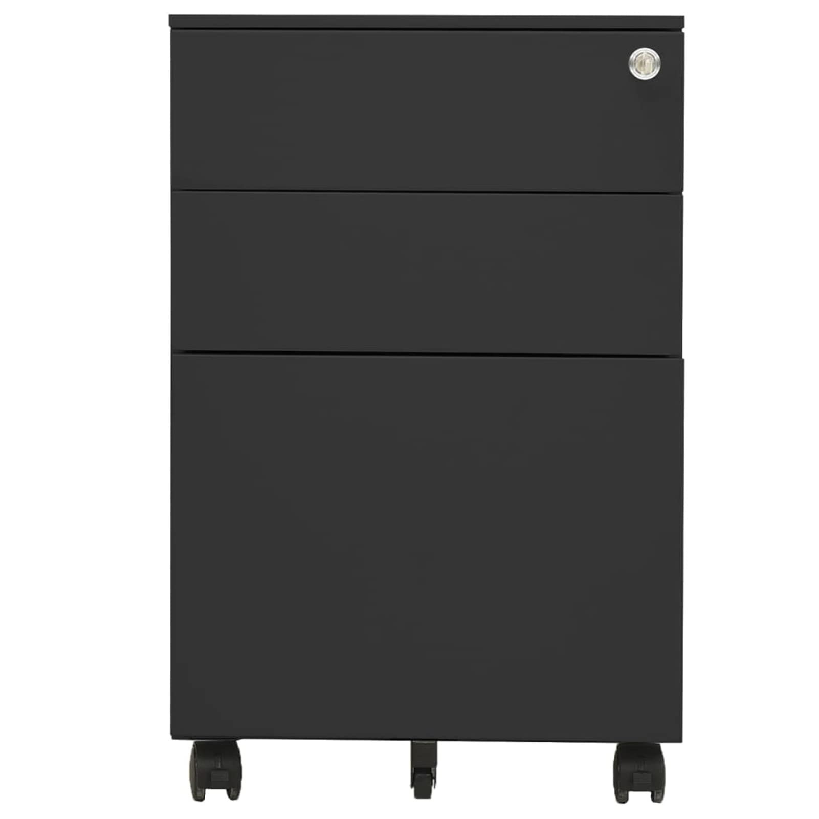 Schedario Mobile Antracite 39x45x60 cm in Acciaio,Cassettiera, Mobiletto da Ufficio con Serratura,Regolabile per Cartelle Sospese, Superficie Testurizzata, per Ufficio, Studio