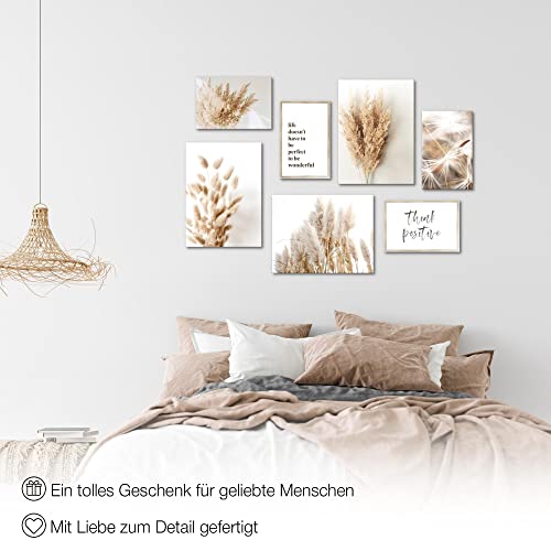 Schilderijen Set - KLAAR OM OP TE HANGEN - Foto Muur - Boho Pampasgras - 7 Delen - N005671a - Afbeelding 7