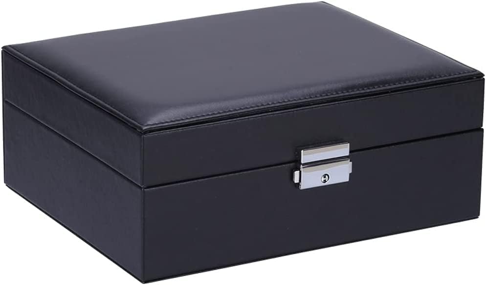 Large Velvet Jewelry Storage Case Organizer PU Leather Necklace Ring Earring Jewellery Box Packaging Casket jewelry organizer box (Black)