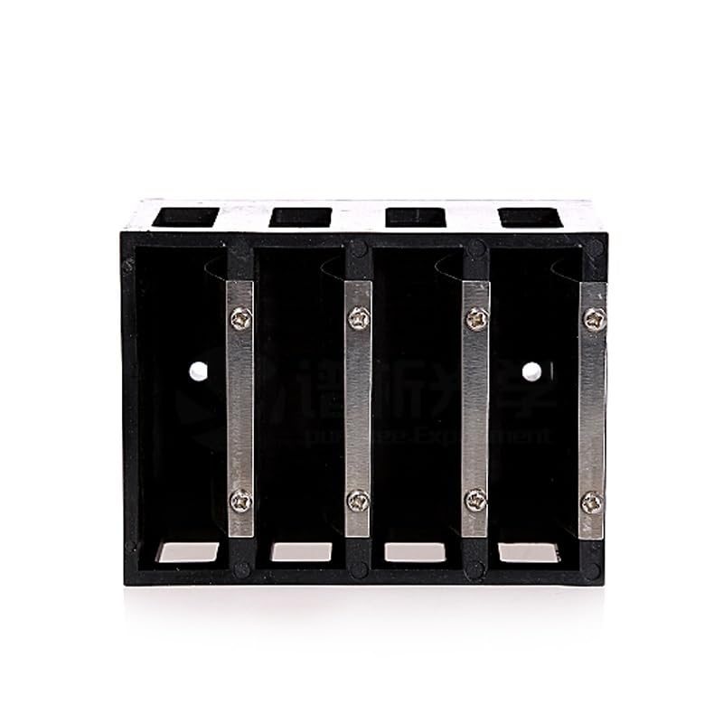 Soporte for cubetas de vidrio de 50 mm - Estante de cuatro posiciones for uso en laboratorio, estante fijo de plástico negro