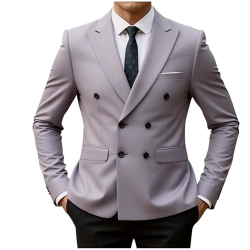 Men's Casual Blazer Suit Jackets Stylish Double Breasted Notch Lapel Slim Fit Sport Coats for Wedding Party Banquet