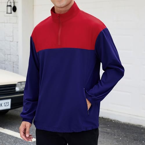 Image of EDITCOZY Men's Lightweight Quarter Zip Pullover Casual Windbreaker for Running Golf Jackets with 3 Pockets