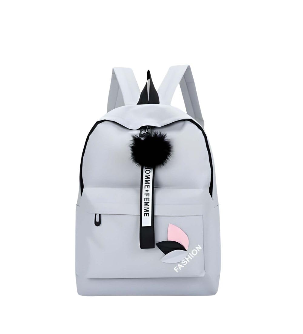 naughty galz Generic Unisex PU Leather Solid Medium Zipper Backpack (Grey)-PID65112-picture-26