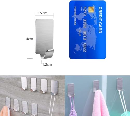 Foto von Karrong 12pcs Haken Edelstahl Selbstklebend Handtuchhaken Kleiderhaken Wandhaken Klebehaken Edelstahl Selbstklebend Ohne Bohren Wasserfest, für Decke Bad Küche Badezimmer