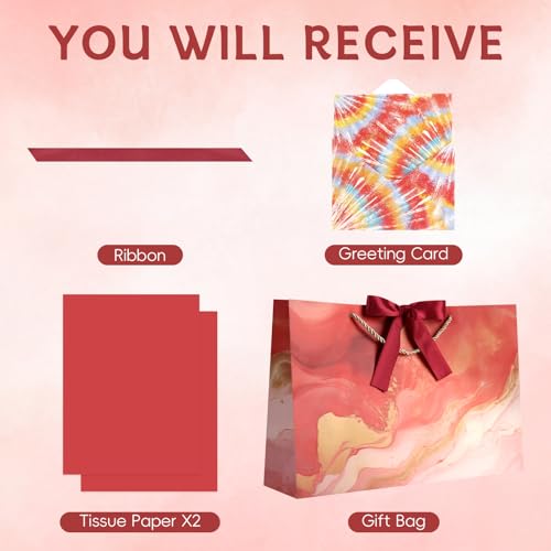 Image of JMANNI Gift Bags, Mothers Day Gift Bags with Ribbon, Portable Paper Gift Bag, Marble Pattern, for Any Occasion, Including Valentines Day Baby Shower Birthday Party Wedding Mothers Day(LP11-DLS04-L