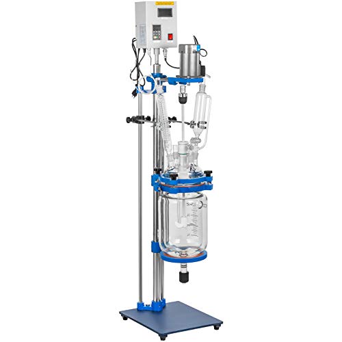VEVOR - VEVOR Jacketed Reactor 5L Laboratory Glass Reactor, Jacketed Glass Reactor, Chemical Reaction Vessel, Lab Jacketed Reactor, Reaction Vessel Chemistry, with Digital Display, for Reaction Distillation
