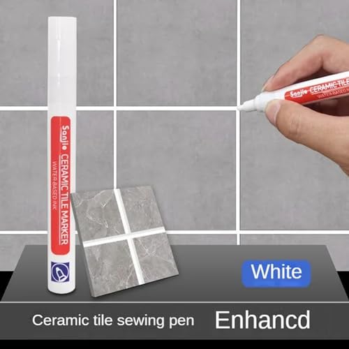 Fugenstift Weiß, 8 Stück Fugenmörtel Weiss Fliesen,Fugen Reparatur Stift mit Ersatzspitze Reparaturstift für Fliesen Wand Bodenfliesenfuge Boden Küchen und Badezimmern (Weiß)