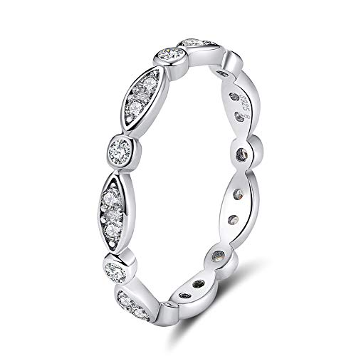 UPRIMOR Milgrain Marquise & Round Cubic Zirconia Synthetic Diamond Eternity Ring Stacking Infinity Wedding Band Sterling Silver, Size 8