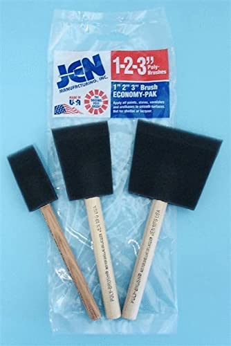 3 Piece Jen Foam Brush Set-Wood Handle