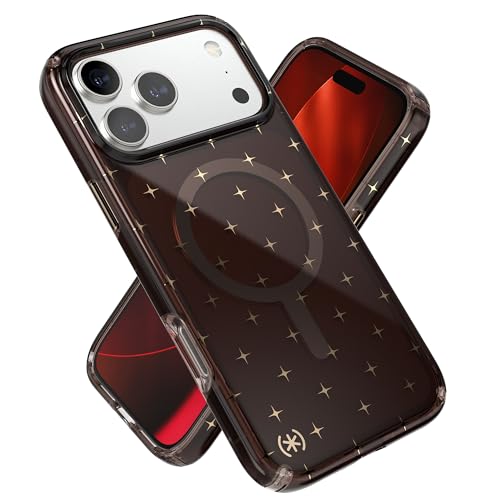Image of Speck Presidio LUX for iPhone 17 Pro Max Case, MagSafe-Compatible, Slim Protective Case, Luxury Shade /Gold Stars