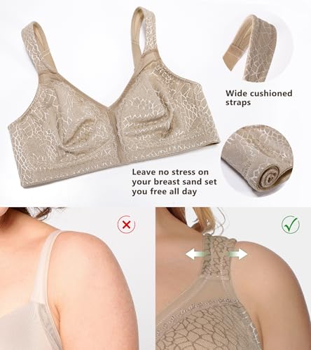 Image of DotVol Women's Full Figure Minimizer Bras Comfort Large Busts Wirefree Non Padded Plus Size Bra