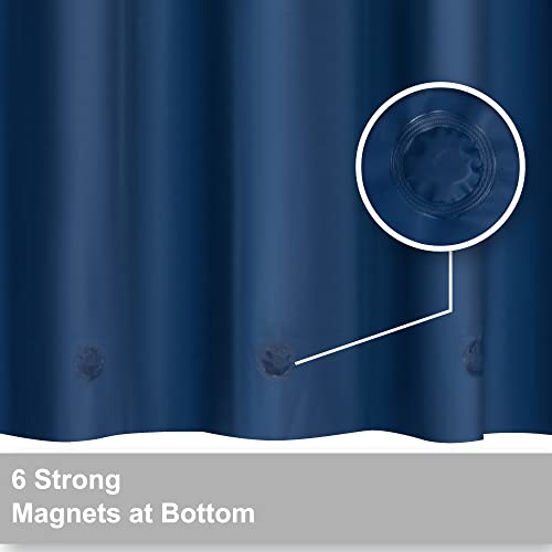 Image of Barossa Design Navy Shower Curtain Liner with 6 Magnets - Waterproof PEVA Shower Liner for Bathroom, 72 inch x 72 inch Standard Size, PVC Free, Metal Grommets - Navy Blue, 72x72