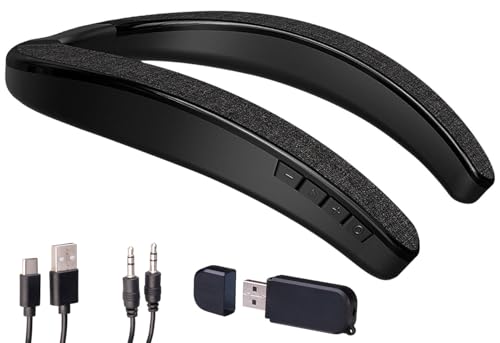auvisio Headset: 2in1-Akku-TV-Nackenlautsprecher mit Bluetooth Freisprechen MP3 (Nacken Kopfhörer Nackenbügel-Kopfhörer)