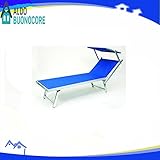  LETTINO SDRAIO CON PARASOLE IN ALLUMINIO PER GIARDINO PISCINA SPIAGGIA LIDO (ECRU)