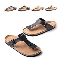 Claquette Sandales Homme Tong Hommes Faux Cuir Mules Bout Ouvert Liège Ete Chaussons Boucle Plage Slippers Piscine B Noir 42 EU