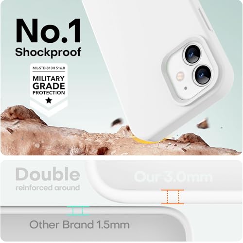 Image of LOVE 3000 Designed for iPhone 12 Case /iPhone 12 Pro Case, Premium Silicone with [Soft Anti-Scratch Microfiber Lining] Shockproof Protective Phone Case for Men Women Girls 6.1 inch, White