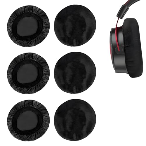 6 Stück Dehnbare Kopfhörer Schutz überzug, für 6-8.5cm On-Ear Ohrpolster, Kopfhörer überzug, Waschbare Headset Schutz für Headset, Abdeckungen aus Strickstoff Ohrpolster, Schwarz