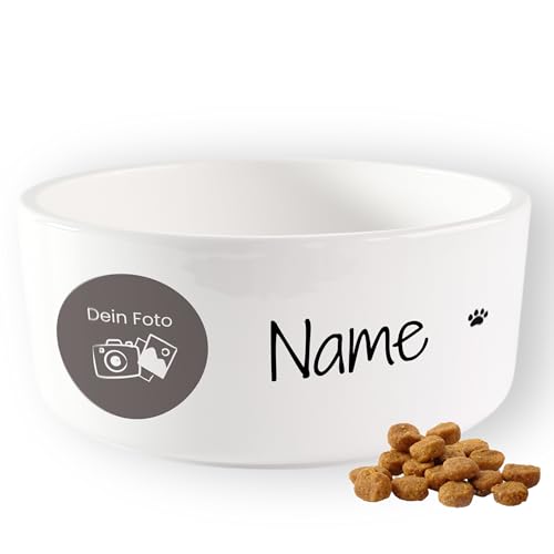 GRAZDesign Hundenapf mit Foto und Namen personalisiert, Fressnapf Keramik 1l, Geschenk für Hundebesitzer