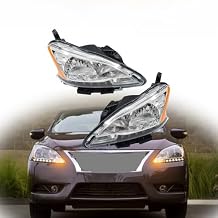 Halogen Headlight Assembly W/LED DRL Pair Fit Nissan Sentra 2013-2015