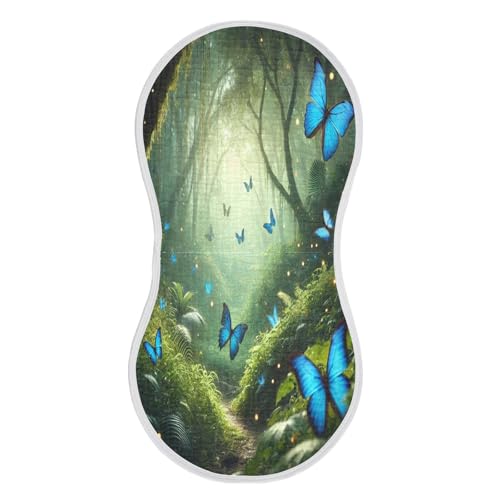 Blue Butterflies Baby Burp Cloths Soft Burp Cloth Burp Rags Cotton Burp Clothes Absorbent Muslin Burp Cloths for Boy Newborn Girl Unisex 1 Pack 22x11 Inches