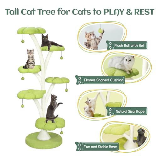 Árbol para gatos con forma de flor y rascador 71 pulg miniatura 3