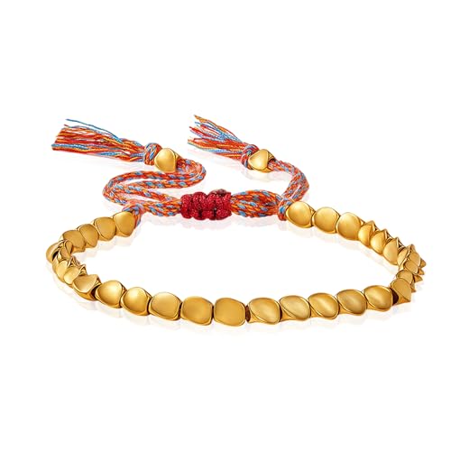 Buddha Stones Tibetan Copper Bead Bracelet Handmade Braided Cotton String Tibetan Copper Bracelet Polished Copper Beads Tibetan Bracelet Adjustable Unisex Copper Bracelet Gift for Women and Men Includes Gift Box