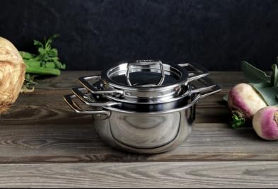 Mini olla de acero inoxidable inducción Cristel Castel'Pro pequeña con tapa 4