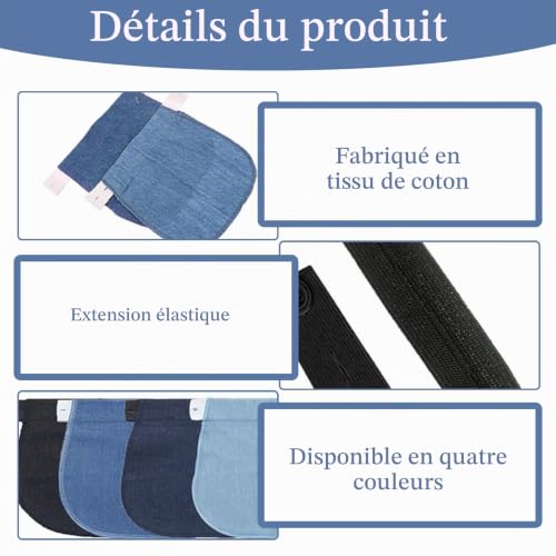ZFRITP 4 PCS Extenseur Pantalon Ajustables pour Femmes Enceintes,Extenseurs de Taille,Extensions de Bouton,Pantalon Elastique de Maternité,Elargisseur Grossesse pour Femme Enceinte, Multicolore. – vue 3