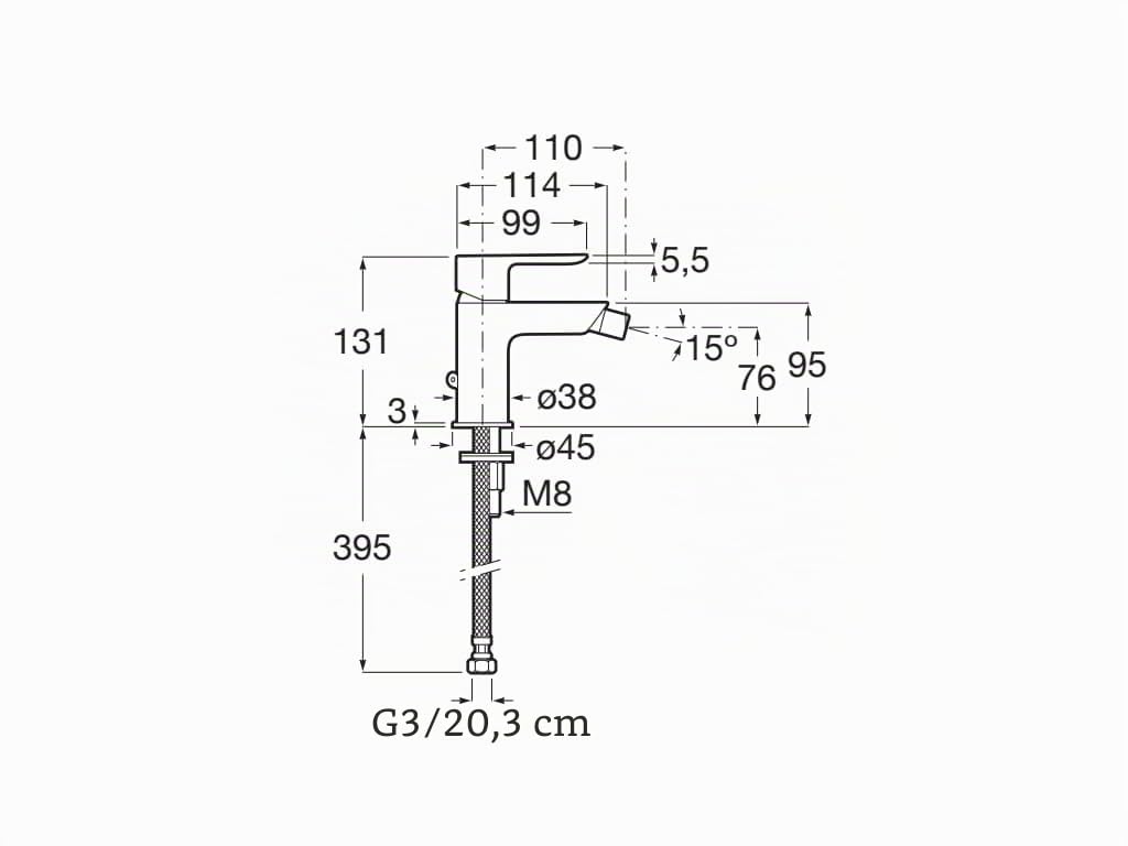 ROCA A5A616EC00 CALA Grifo Monomando Para Bidé Con Enganche Para Cadenilla Cromo