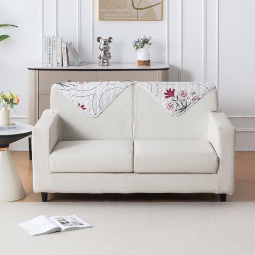 Image of House of Quirk 'Mughal Series' Printed Quilted Sofa Cover for 1 /2 /3 /4 Seater - Anti-Slip, Washable Couch Protector Slipcover (Backrest, Mughal Buta, 50x70 cm)