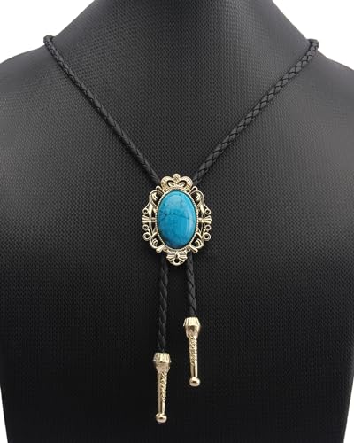Image of GelConnie Native American Bolo Tie Rodeo Cowboy Leather Necktie Western Necklace Costume Accessories for Men,Women