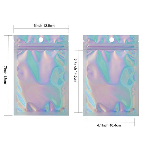 50 Pack Silver Mylar Resealable Bags 5x7 Inches - Smell Proof, Zipper Seal, 3 Mil Thick