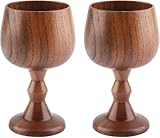 Copa de Vino de Madera, 2Pcs Copa de Vinos Copa de Agua Elegante Accesorios de Cocina de Taza Medieval de Beber