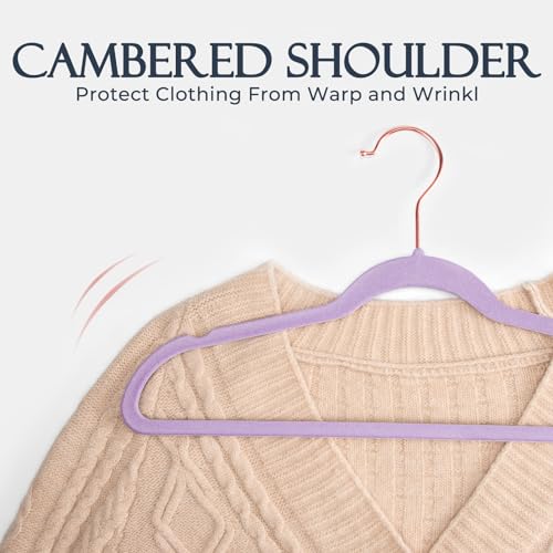 Image of HOUSE DAY Lt-Purple Velvet Hangers 30 Pack, Premium Non-Slip Felt Clothes