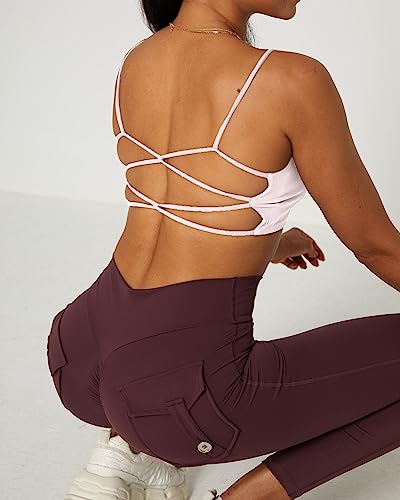 Danysu Womens Backless Sports Bra Open Back Workout Top Light Support Strappy Sport Bra Cute Gym Clothes Crisscross Princess White Xl #TOP2