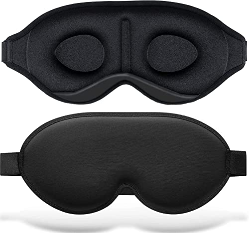 Sleep Eye Mask for Women Men, 3D Drowsy Sleeping Mask - Contoured Blackout Light Blindfold with Adjustable Strap, Breathable & Soft Ideal Night Sleeping, Traveling, Shift Work, Yoga, Meditation