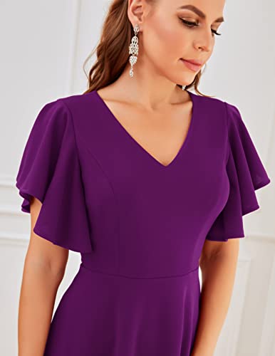 Image of Bridesmay Women's Formal Wedding Guest Dress for Women 2026 Short Sleeve Fit and Flare Tea Party Dresses
