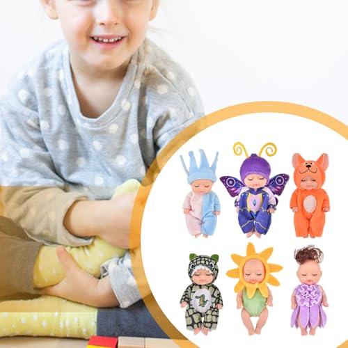 Puppe Simulation - 6 Stück Mini-Puppe Sleeping Simulation Rorn Puppe | Süße Waldthema-Puppe mit beweglichen Arten, geeignet für Kinder ab 3 Jahren – Bild 3