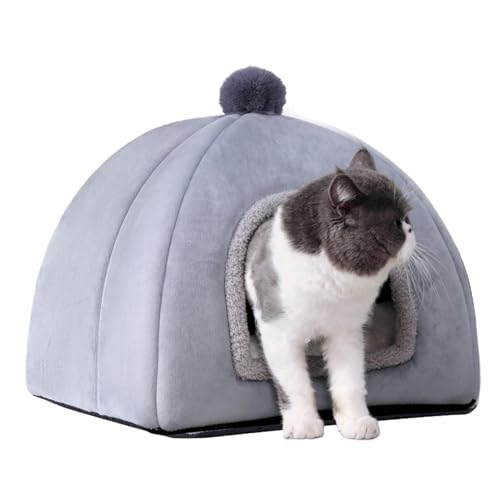 Caseta para perros de interior, cálida casa para gatos de invierno, para gatos 2 en 1 espesada, refugio para mascotas para interiores y exteriores para casa, balcón, garaje, granero, corrid